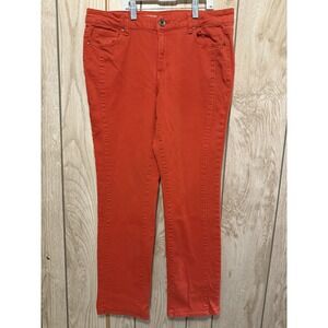 DKNY Jeans Soho Skinny Womens 14 Orange Denim High Rise 5 Pockets Zip-Button